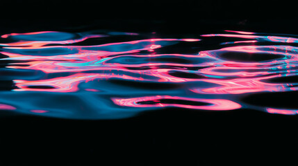 Fototapete - Abstract neon light reflections on water surface for modern design concepts