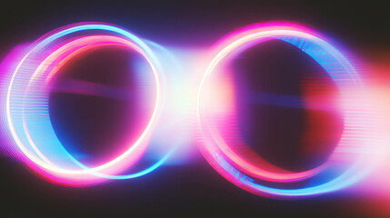 Poster - Vibrant neon light gradient with multicolored circular patterns for modern design