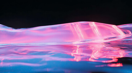 Poster - Vibrant neon light reflection on ice surface for digital design background
