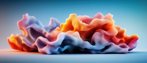 Poster - Colorful abstract object displayed on a blue background in a close up photography shot