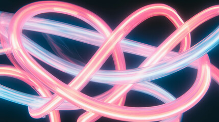 Poster - Vibrant neon tubes in abstract twisting pattern for futuristic design