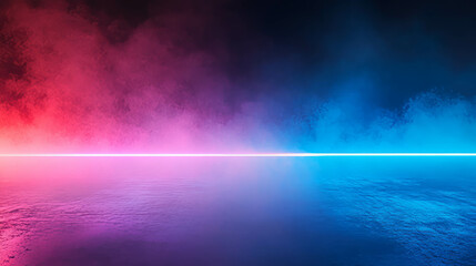 Poster - Vibrant neon light background with fine dust and reflection for creative designs