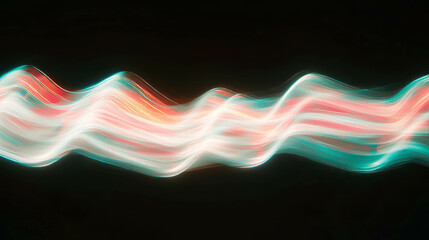 Poster - Vibrant neon light waves on dark background for modern digital design
