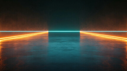 Aufkleber - Futuristic neon light background with glowing lines and reflections for modern design