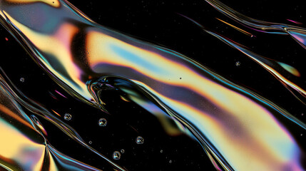 Aufkleber - Abstract colorful oil drops on metallic surface for modern art design