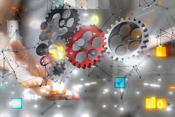 Poster - gear Technology background. Big data concept