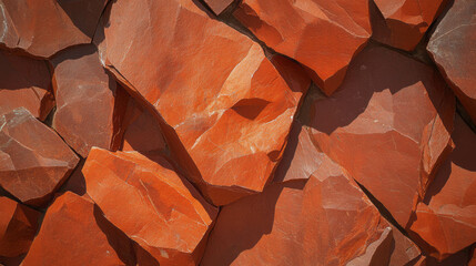 Poster - Orange stone wall texture with warm tones for rustic design and architecture