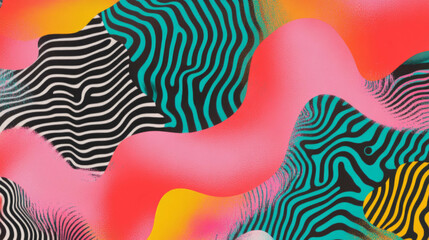 Poster - Vibrant abstract background with overlapping stripes and forms for creative design