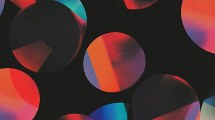 Poster - Abstract geometric background with overlapping circles and triangles in vivid colors for modern design