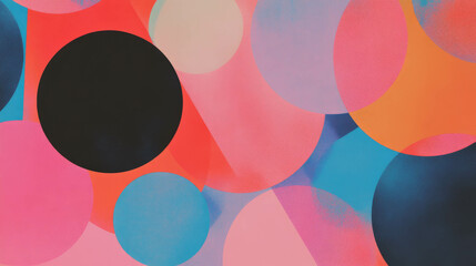 Poster - Vibrant abstract background with overlapping circles and triangles