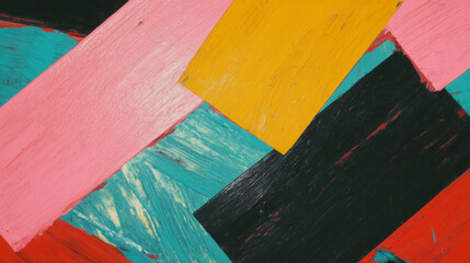 Poster - Vibrant abstract background with painted wooden pieces in bright colors for creative design