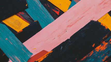 Poster - Vibrant abstract composition of painted wooden textures for creative backgrounds