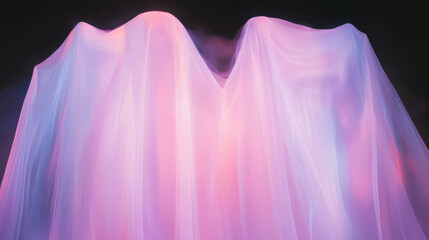 Poster - Ethereal pink light translucent fabric wave for creative design and background