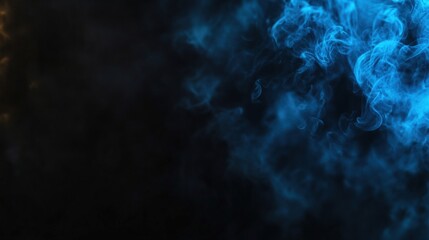 Poster - Blue smoke swirling on a black background creating an abstract visual effect for artistic concepts