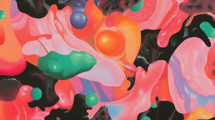 Poster - Abstract composition with vibrant and varied shapes and colors for design inspiration