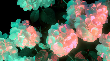 Poster - Dreamy floral vibrance with pink and pale green hydrangeas for creative backgrounds