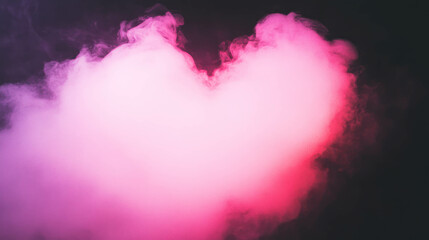Poster - Pink heart shaped light on dark background for romantic and valentine designs