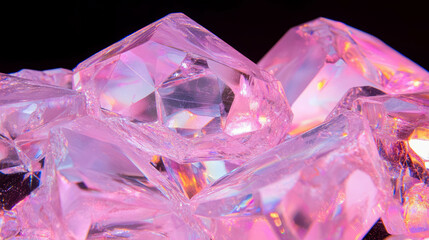 Poster - Faceted crystal reflections with pink light for event decoration and design