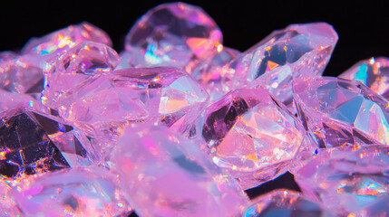Poster - Brilliant pink faceted light reflections on crystal surfaces for luxurious design