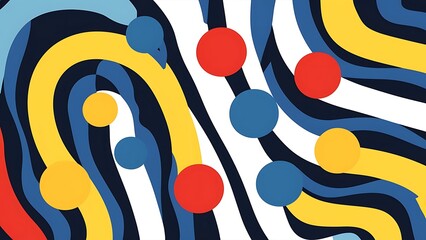 Leinwandbilder - Vector abstract background texture design bright poster banner blue and white yellow red element background vector illustration with dots and stripes