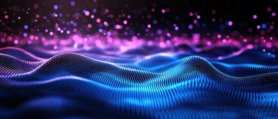 Poster - Abstract background featuring blue and pink waves with a modern artistic design and smooth gradients
