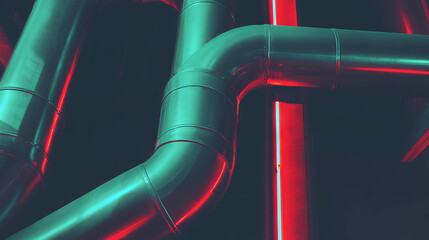 Poster - Futuristic industrial design with abstract geometric pipe background