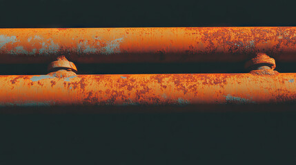 Poster - Industrial pipes with subtle rust texture for design backgrounds