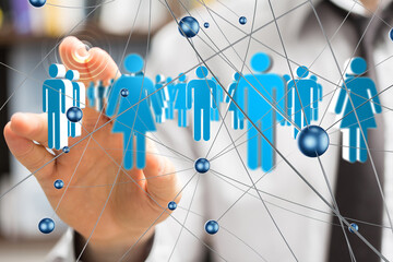 Fototapete - Global network. Blockchain. 3D illustration. Neural networks and artificial intelligence. Abstract