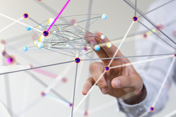 Poster - Big data visualization background.Abstract technology - 3d