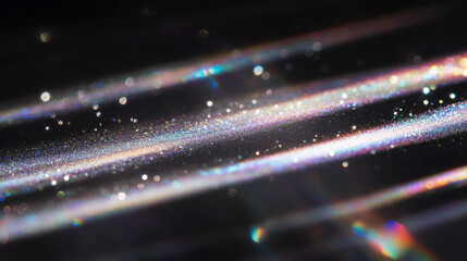 Poster - Vibrant rainbow light with silver glitter background for abstract design