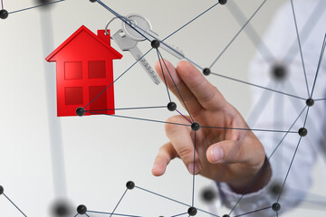 Poster - home choice Big data and artificial intelligence concept. Machine learning and cyber mind domination