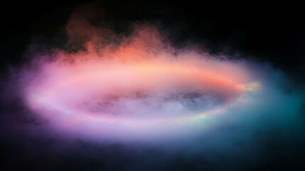 Poster - Ethereal swirling vortex of rainbow light with misty background for creative designs