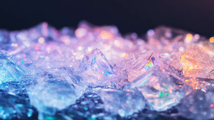 Poster - Vibrant rainbow light reflection on ice crystals for abstract background and creative design