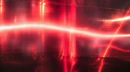 Poster - Vibrant red light reflection on metallic surface for modern design