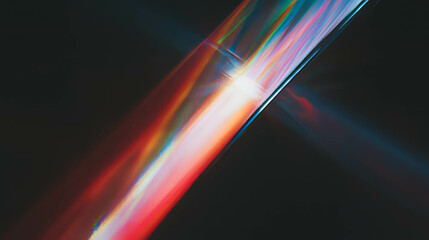 Poster - Dynamic red light refraction through a prism creating abstract patterns