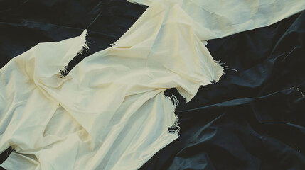Poster - Torn fabric with frayed edges background for creative design projects