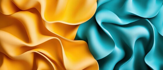 Poster - Close up of blue and yellow abstract background with photographic elements and textures