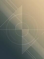 Poster - Gradient geometry minimalist fusion of lines and circles crafting serene captivating abstract background