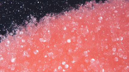 Poster - Vibrant pink microbeads and bubbles texture for skincare and cosmetic design