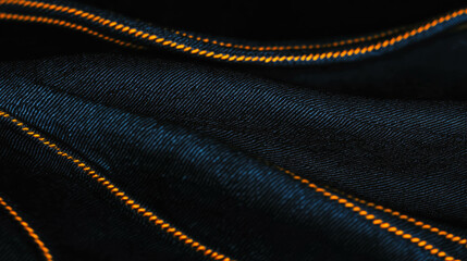 Poster - Selvedge denim fabric with clean texture and orange stitching detail