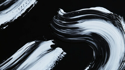 Poster - Abstract art background featuring black and white continuous brushstroke