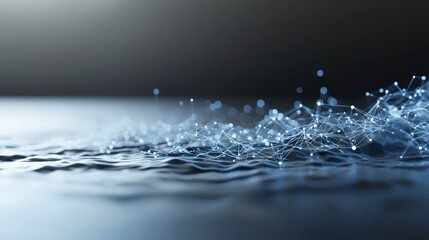 Poster - Abstract Representation of Fluid Dynamics with Digital Particles and Light Effects on a Dark Background