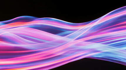 Poster - Abstract flowing smoke lines on black background for creative design