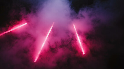 Poster - Mystical laser beams and smoke background for event design and party atmosphere