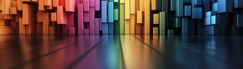 Poster - Abstract colorful background featuring lines and squares with a modern artistic design in vibrant hues