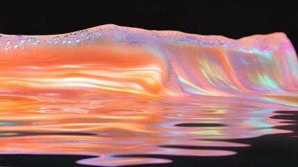 Poster - Abstract soap reflection waves with iridescent colors on dark background