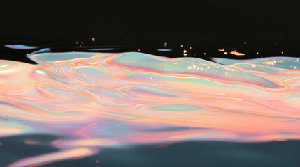 Poster - Iridescent soap streaks on metallic surface for abstract art and design