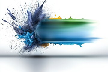 Poster - Vibrant Color Explosion with Dynamic Motion Blur and Artistic Splashes of Paint on a Bright Background