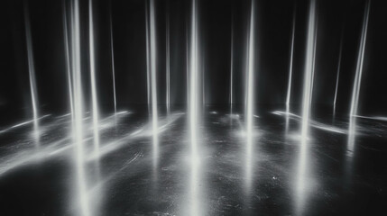 Poster - Ethereal light beams on dark surface creating mysterious abstract background