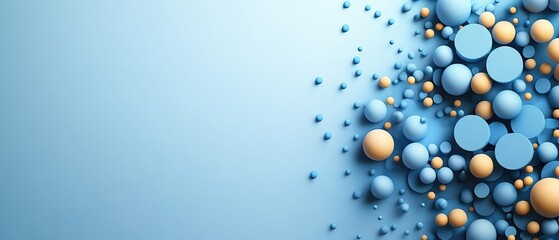 Fototapete - Blue and orange background with numerous small bubbles creating a vibrant abstract design